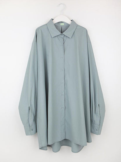 Long Sleeves Loose Buttoned Hollow Pleated Solid Color Split-Joint Lapel Blouses&Shirts Tops