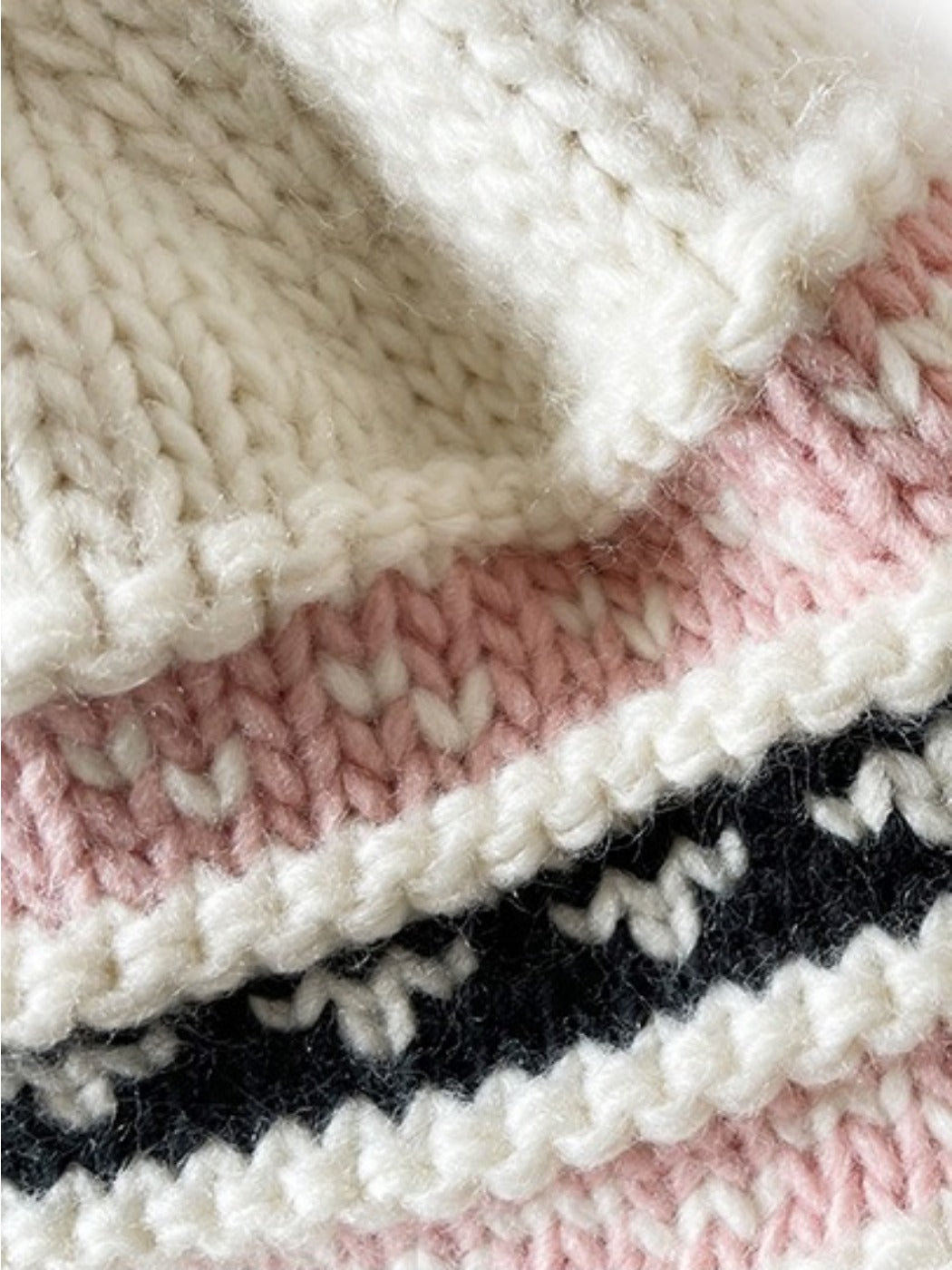Haila - Color-blocking Beanie with Pom-pom and Braid