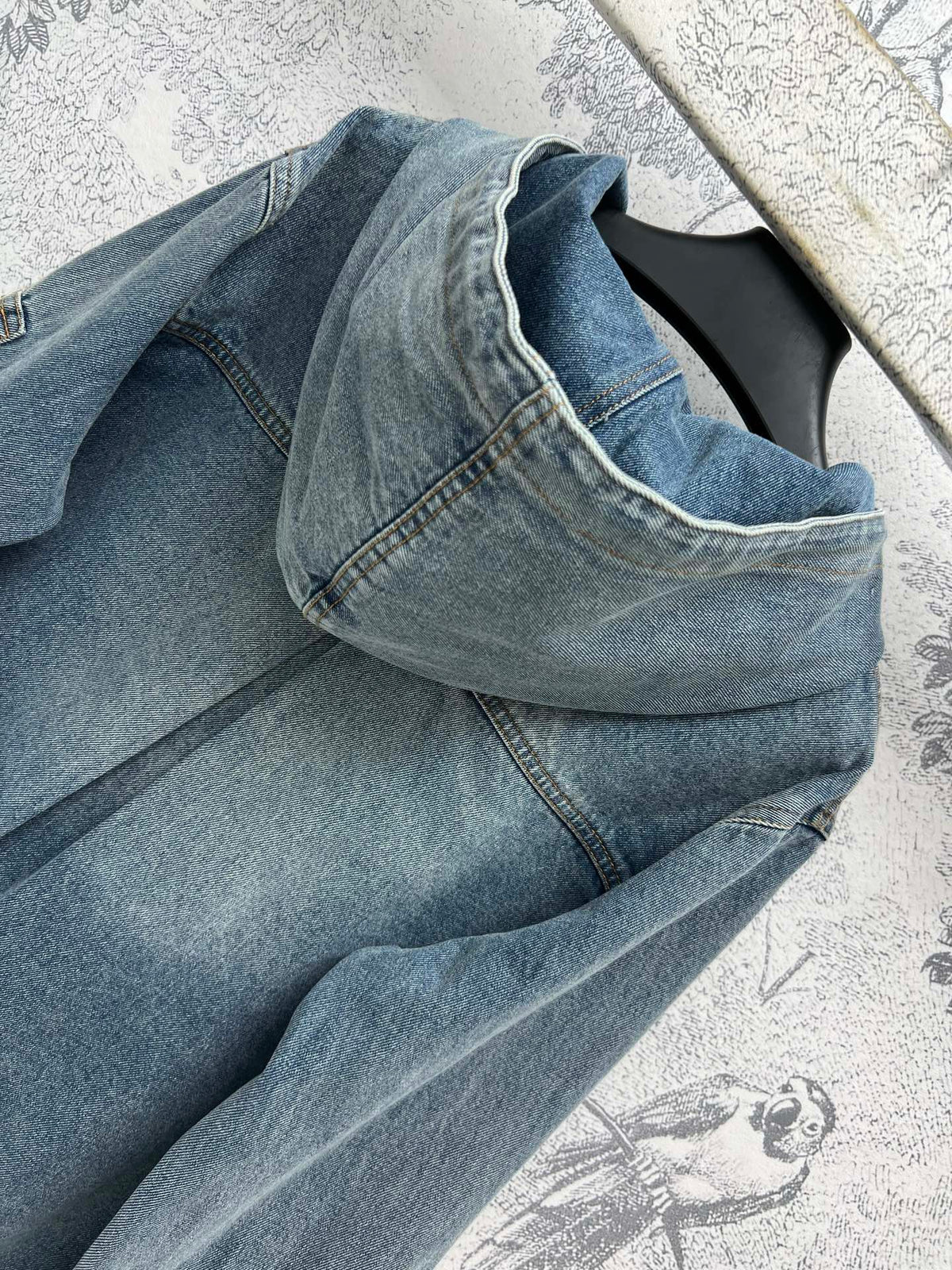 Prada 25 Hooded Denim Jacket Blue Cotton