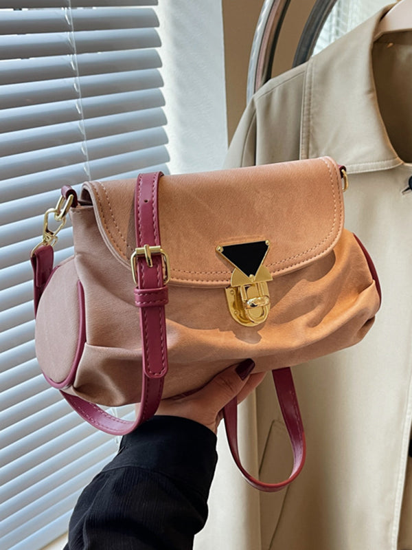 Solid Color Split-Joint Crossbody Bags