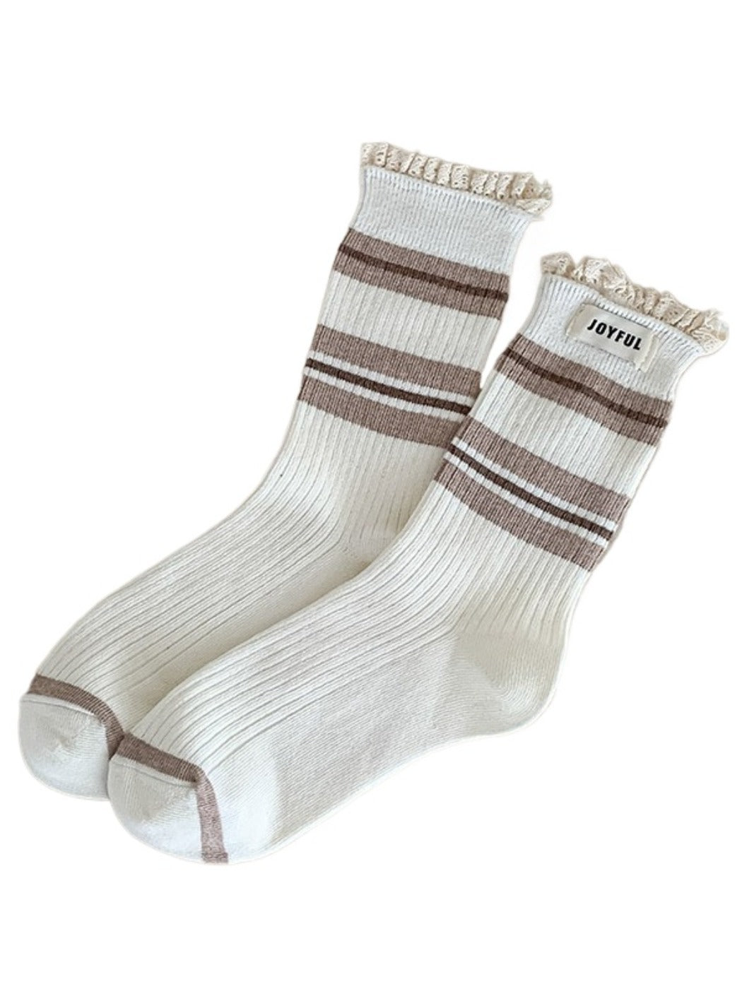 Rufia - Stripe Lace Trim Mid-Calf Capsule Socks