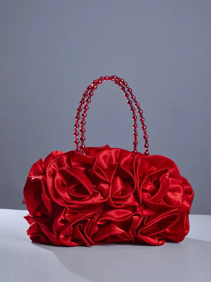Adahy Flower Satin Bag In Red