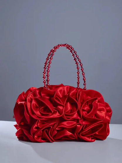 Adahy Flower Satin Bag In Red