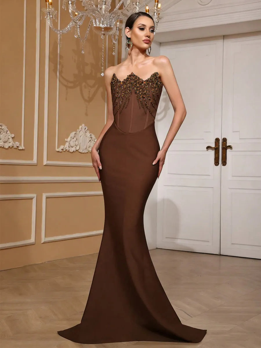 Bellatrix Strapless Sequin Fishtail Bandage Maxi Dress