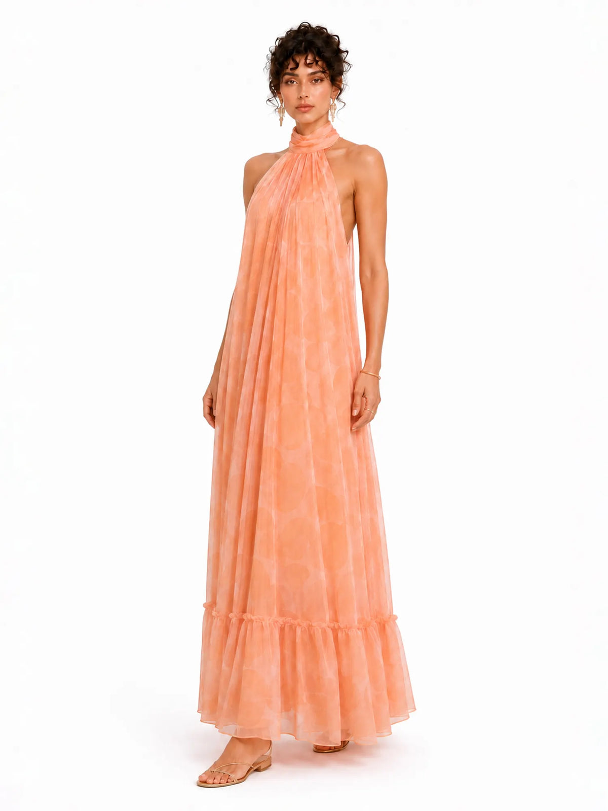 Aurora Printed Halter-Neck Backless Maxi Dress