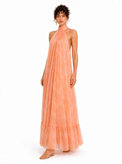 Aurora Printed Halter-Neck Backless Maxi Dress