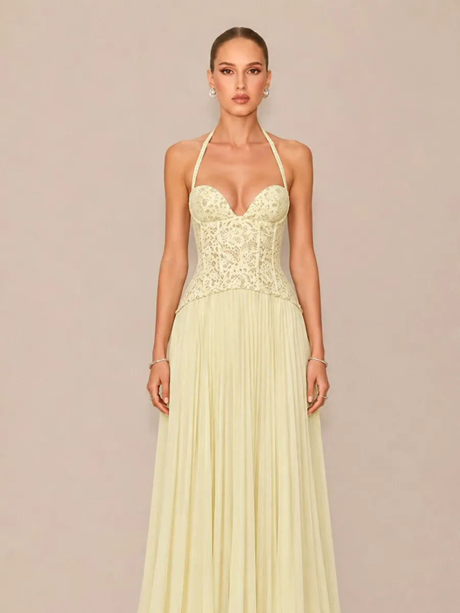 Kamila Ruched Halter-Neck Bodycon Maxi Dress