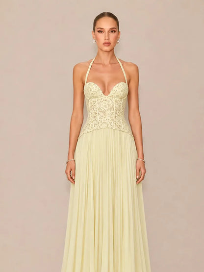 Kamila Ruched Halter-Neck Bodycon Maxi Dress
