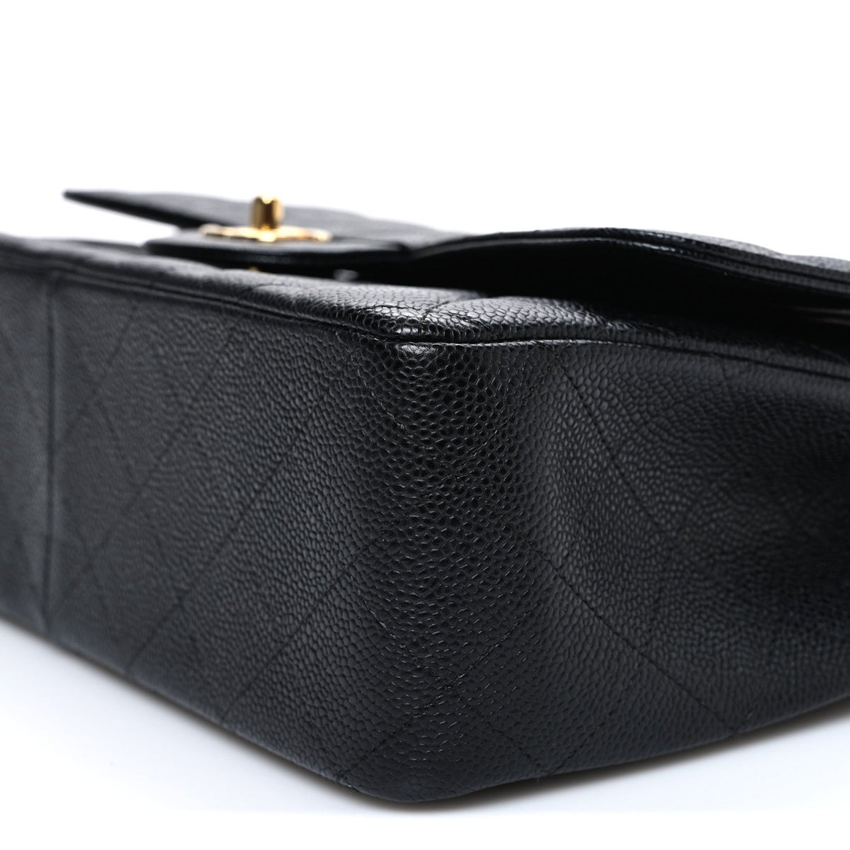 Caviar Quilted Jumbo Double Flap Black