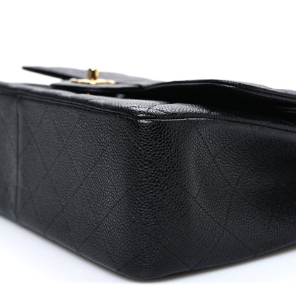 Caviar Quilted Jumbo Double Flap Black