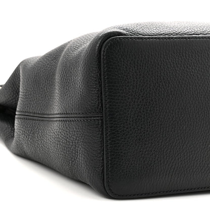 Pebbled Calfskin Large Soho Hobo Black