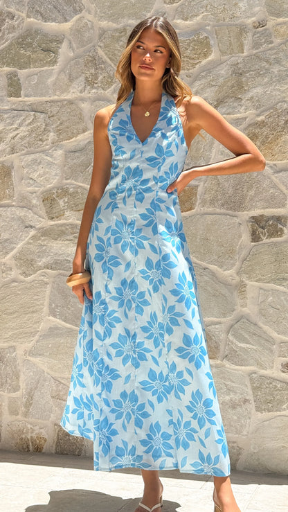 Solange Maxi Dress - Blue Floral