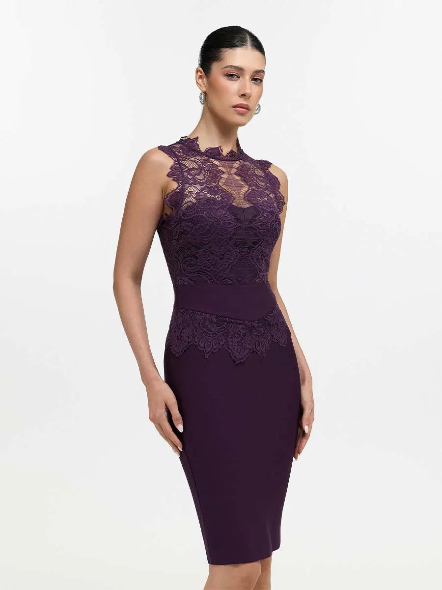 Noelle Lace Bandage Midi Dress