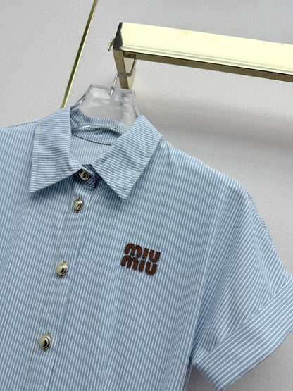 Miumiu 2026 Shirt Dress Blue Cotton 351552