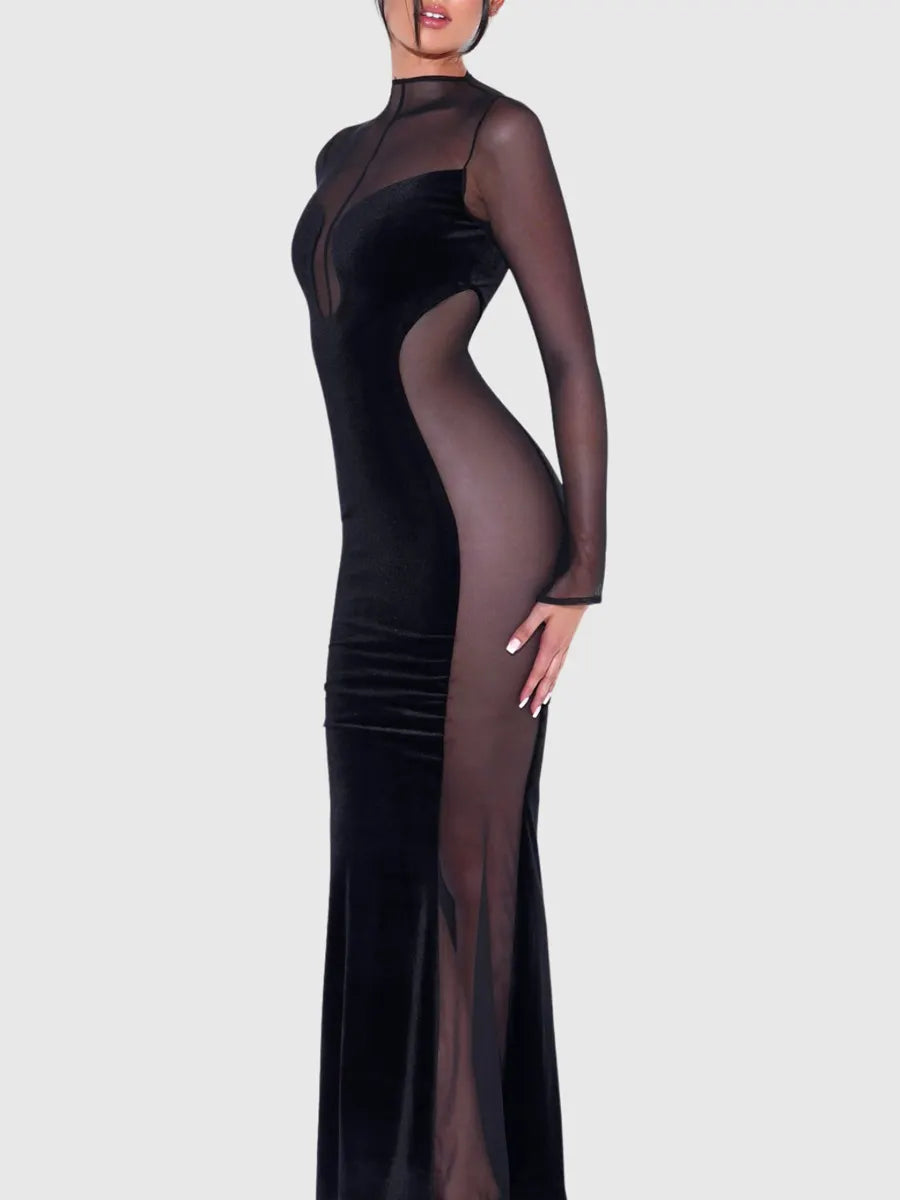 Eleonora Velvet Mesh Maxi Dress