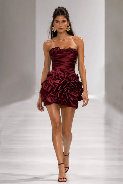 Jade 3D Floral Pleated Mini Dress