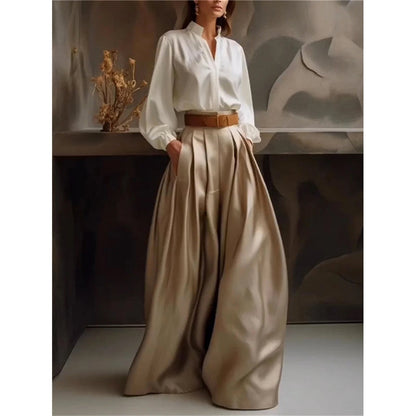Loose Wide Leg Solid Color Casual Pants Bottoms Trousers