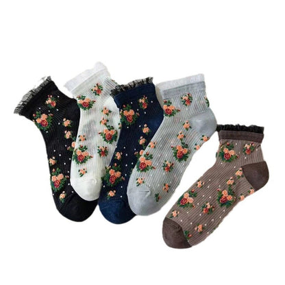 Rufia - Floral Lace Ankle Socks – 5 Colors