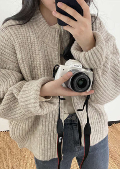 Chunky Knit Cardigan Zip Up Ribbed Sweater