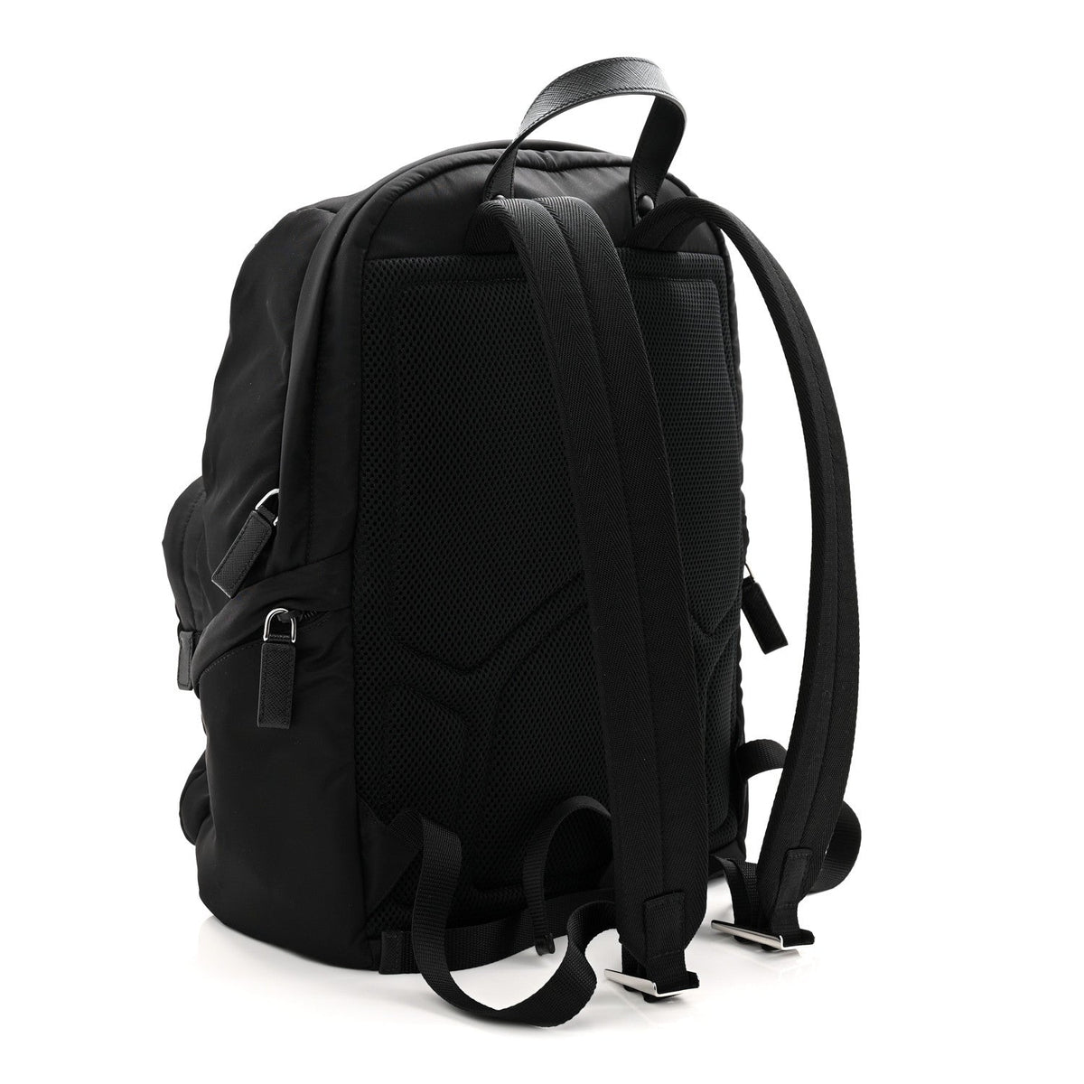 Re-Nylon Saffiano Zip Backpack Black