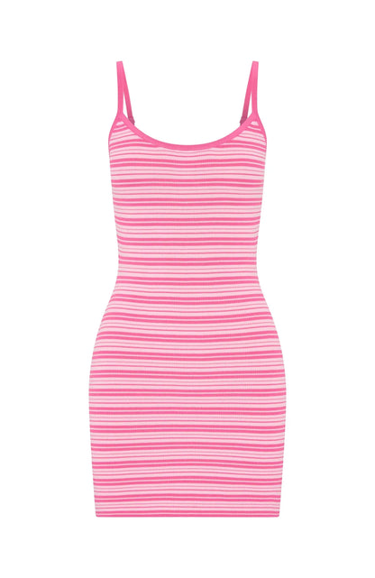 I've Been Thinking Knit Mini Dress Pink Stripe