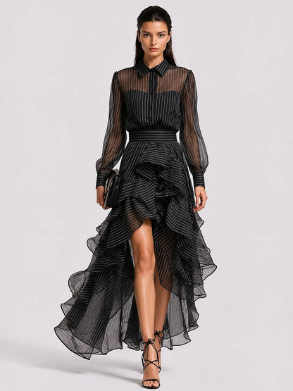 Eliana Striped Ruffle Maxi Dress