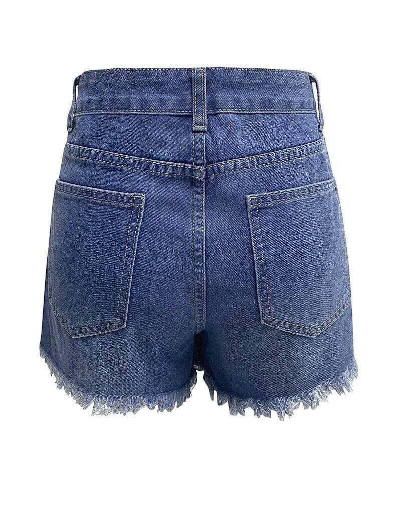 High Waist Washed Demin Shorts