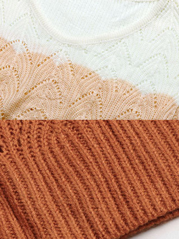Urban Loose Knitting Contrast Color Hollow Sweater