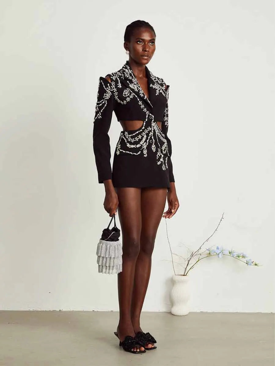 Cassandra Crystal-embellished Cut-out Blazer