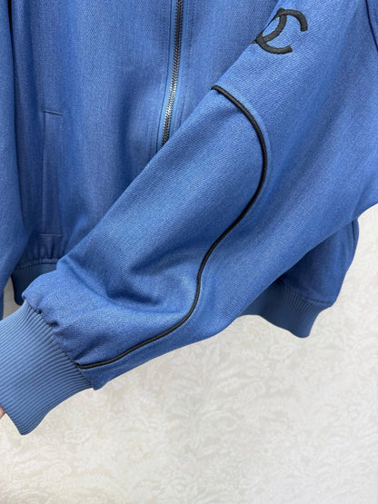 CC 26s Ribbed Collar and Stripe Jacket Blue Denim 353034