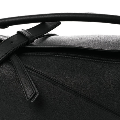 Calfskin Small Puzzle Edge Bag Black