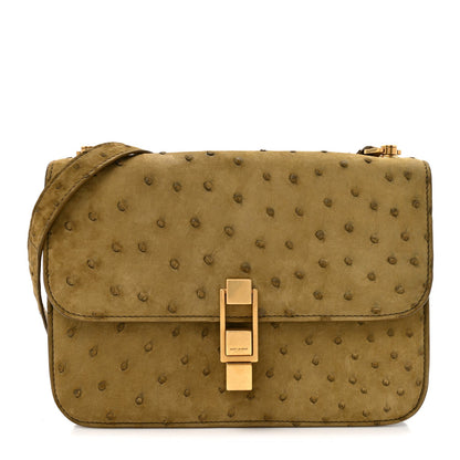 Ostrich Carre Satchel Green