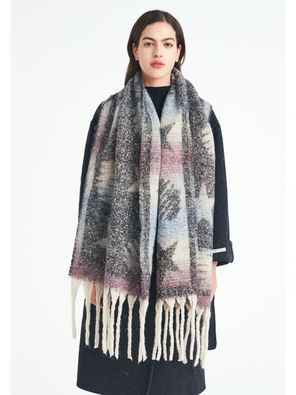 Scarvii - Winter Scarf with Star Jacquard and Tassels