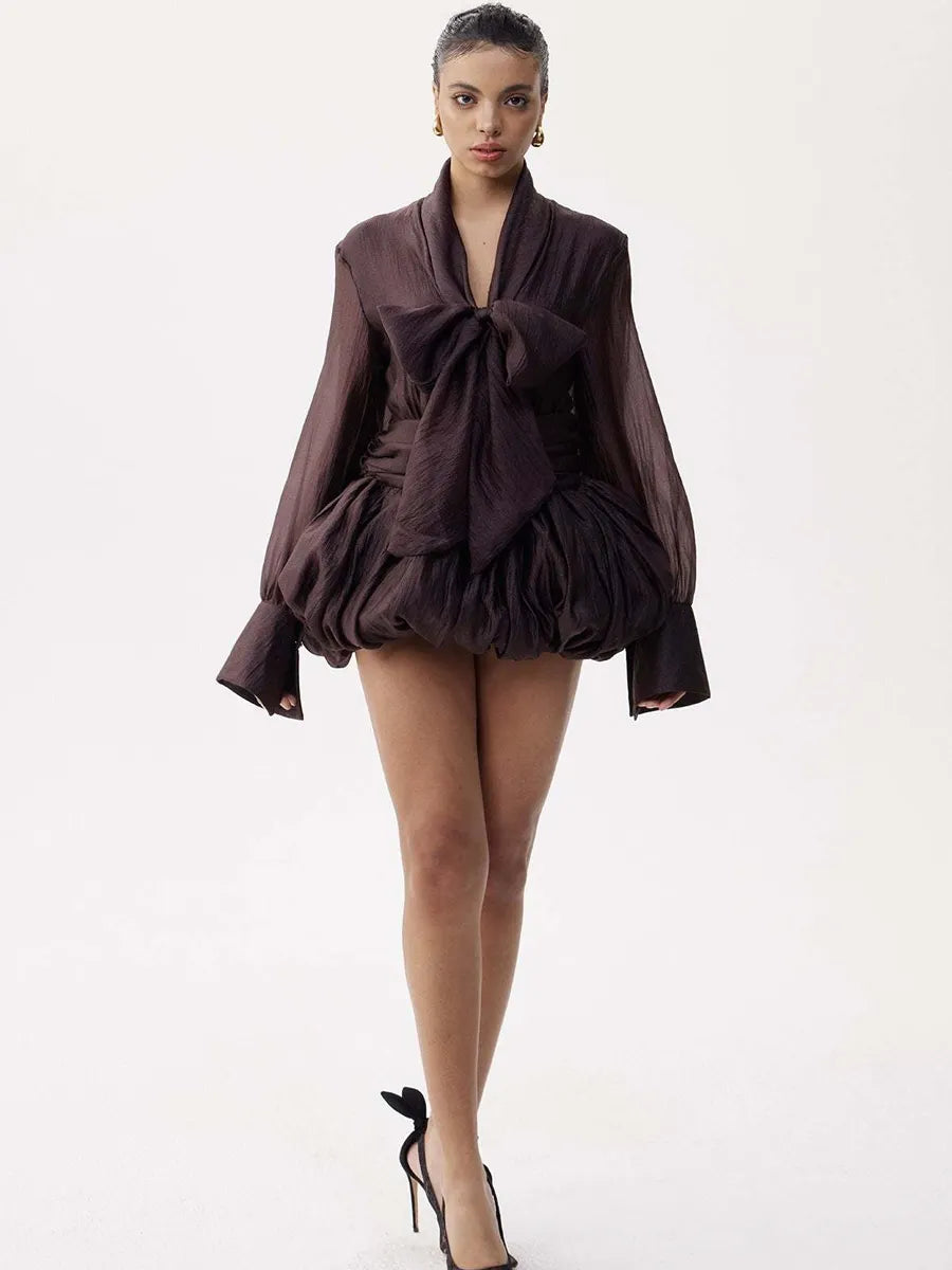 Kinsley Tie Up Bubble Mini Dress