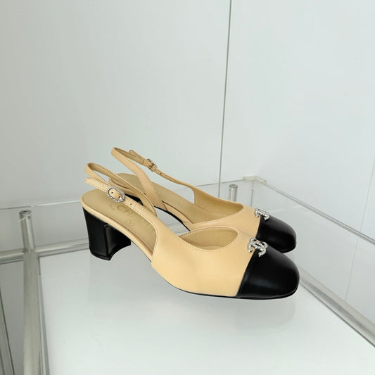 Chanel 26 High Heels Beige Black 50 in Lambskin 597332