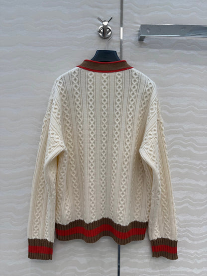 CC Spring 26 Cardigan White Brown Red Wool 342796