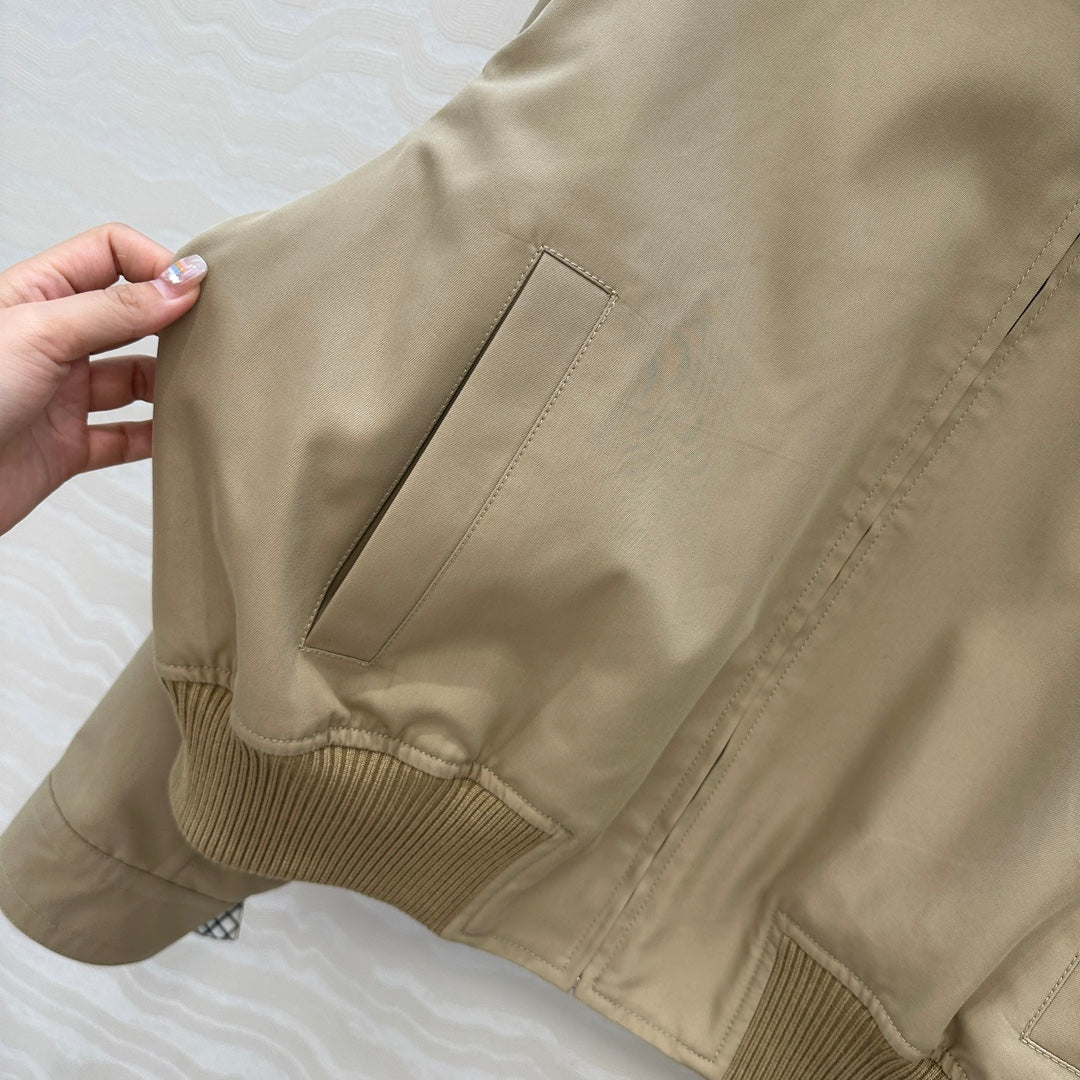BV 25S Jacket Sheepskin Neck in Beige Cotton