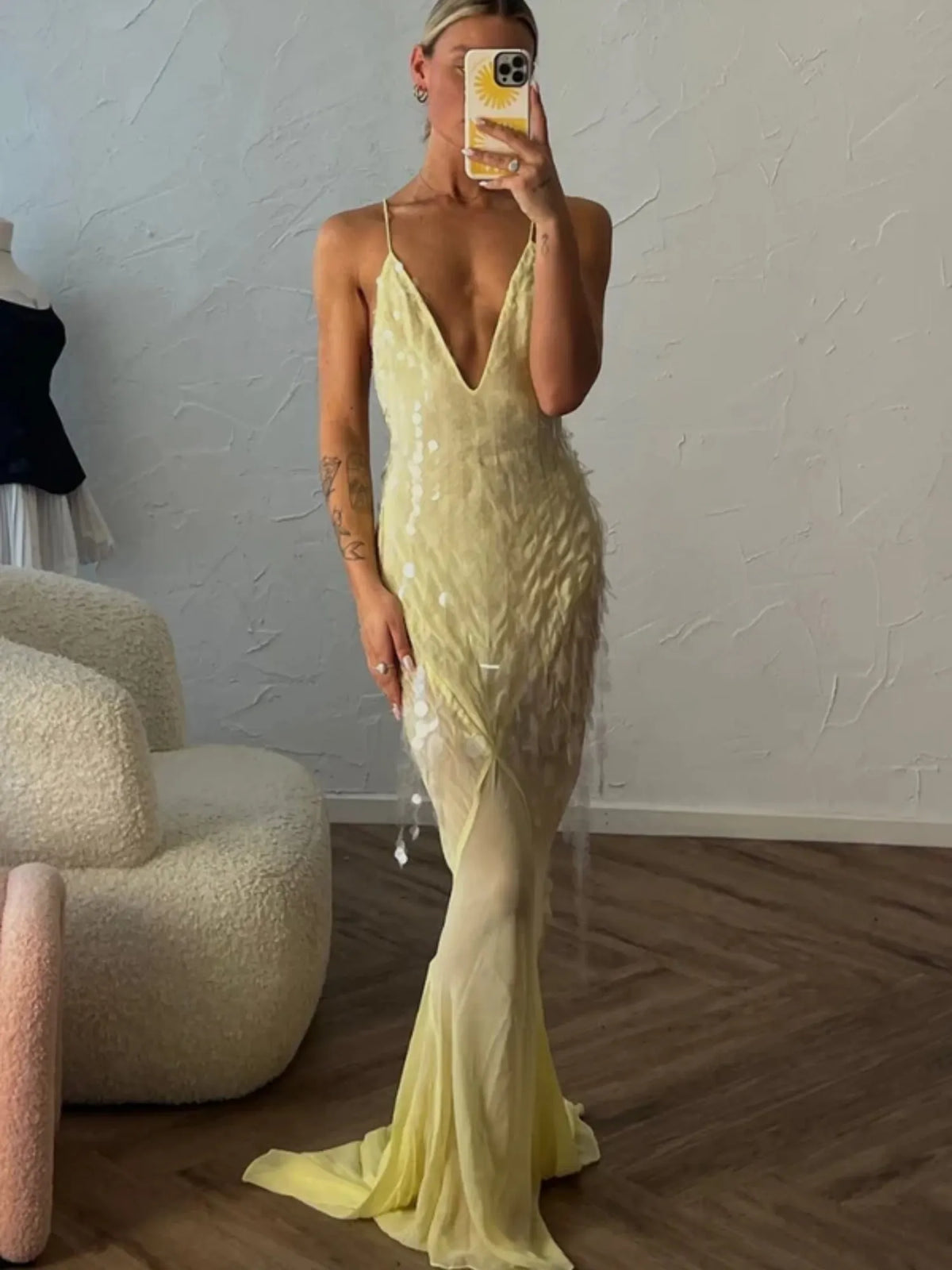 Selina Paillette Chiffon Mermaid Maxi Dress