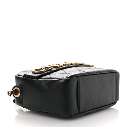 Calfskin Quilted Enchained Camera Case Bag Black