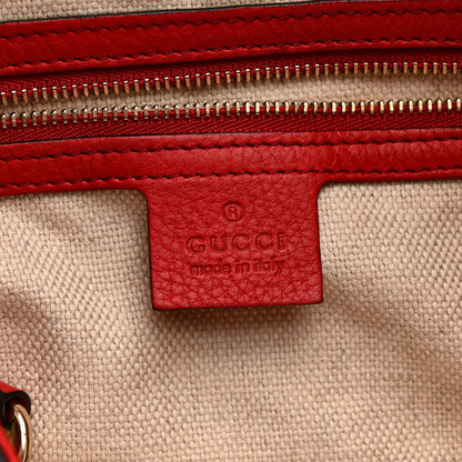 Pebbled Calfskin Large Soho Shoulder Bag Red
