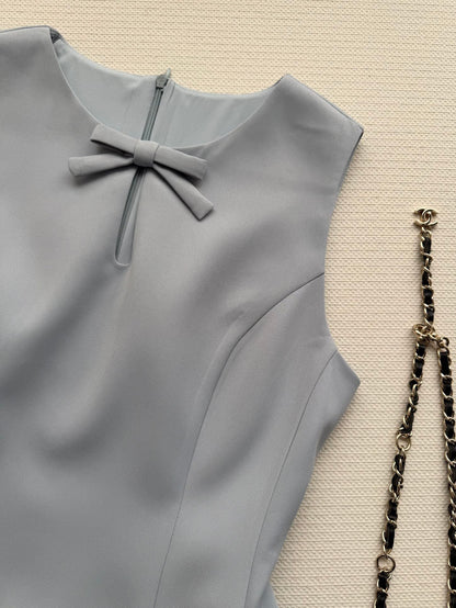 CC Bow-Tie Sleeveless Dress Light Blue Polyester 352969