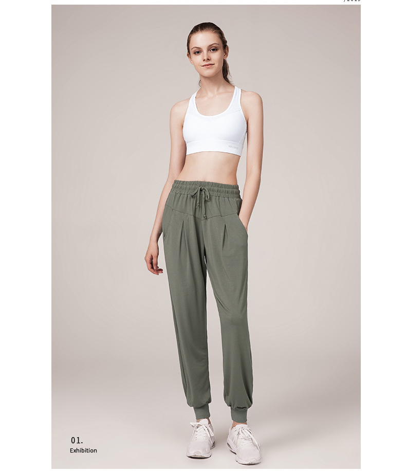 Quick Drying Loose Fit Slim Sweatpants Women'S Legged Running Fitness Solid Color Pocket High Waist Casual Yoga Pants