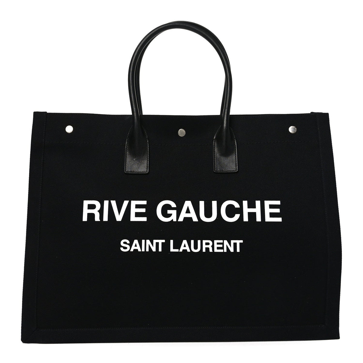 Linen Calfskin Rive Gauche Tote Black