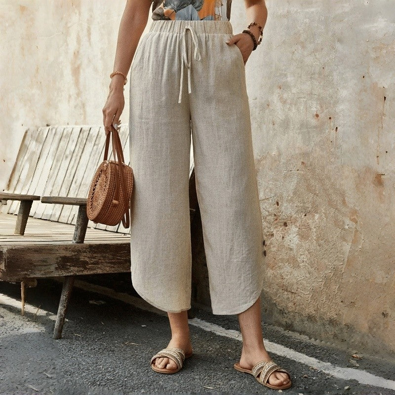 Cropped Cargo Pants With Drawstring
