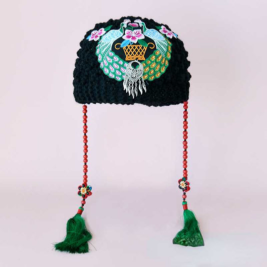 Autumn And Winter Embroidery Knitted Headbands, Women'S Warm Forehead Covers, Women'S Ethnic Style Hats