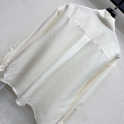 Celine Lavallière Blouse Ecru Mulberry Silk 351849