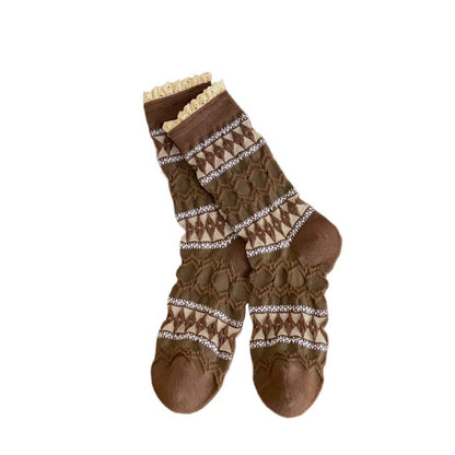Rufia - Maillard Lace Trim Crew Socks - Elegant &amp; Warm