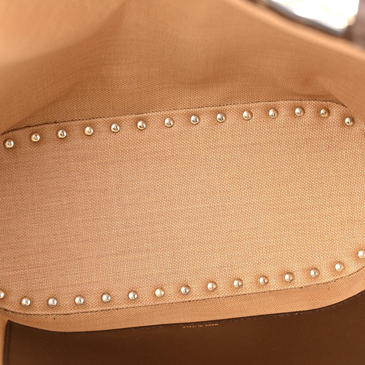 Synthetic Raffia Calfskin Rockstud Small Garden Tote Bag Tobacco Cacao