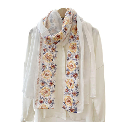 Scarvii - Boho Embroidered Floral Scarf - Soft &amp; Charm