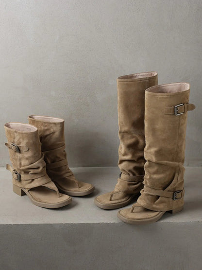 Zara Buckled Open-toe Boots